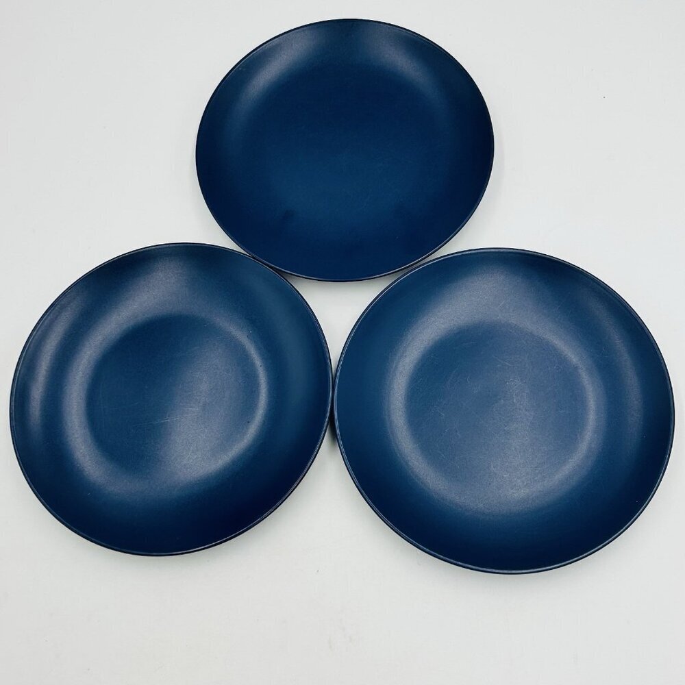 10 Strawberry Street 8.25" Salad Plates Set of 3 Matte Cobalt Blue